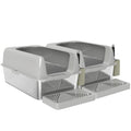 2 Pack Stainless Steel Litter Box with Metal Scoop & Scoop Holder, High Sided, Anti-Urine Leakage, Non-Sticky