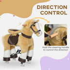 Ride on Horse, Plush Walking Horse Toy, Kids Riding Chair with Wheels for Kids 3-9 Years, Light Brown