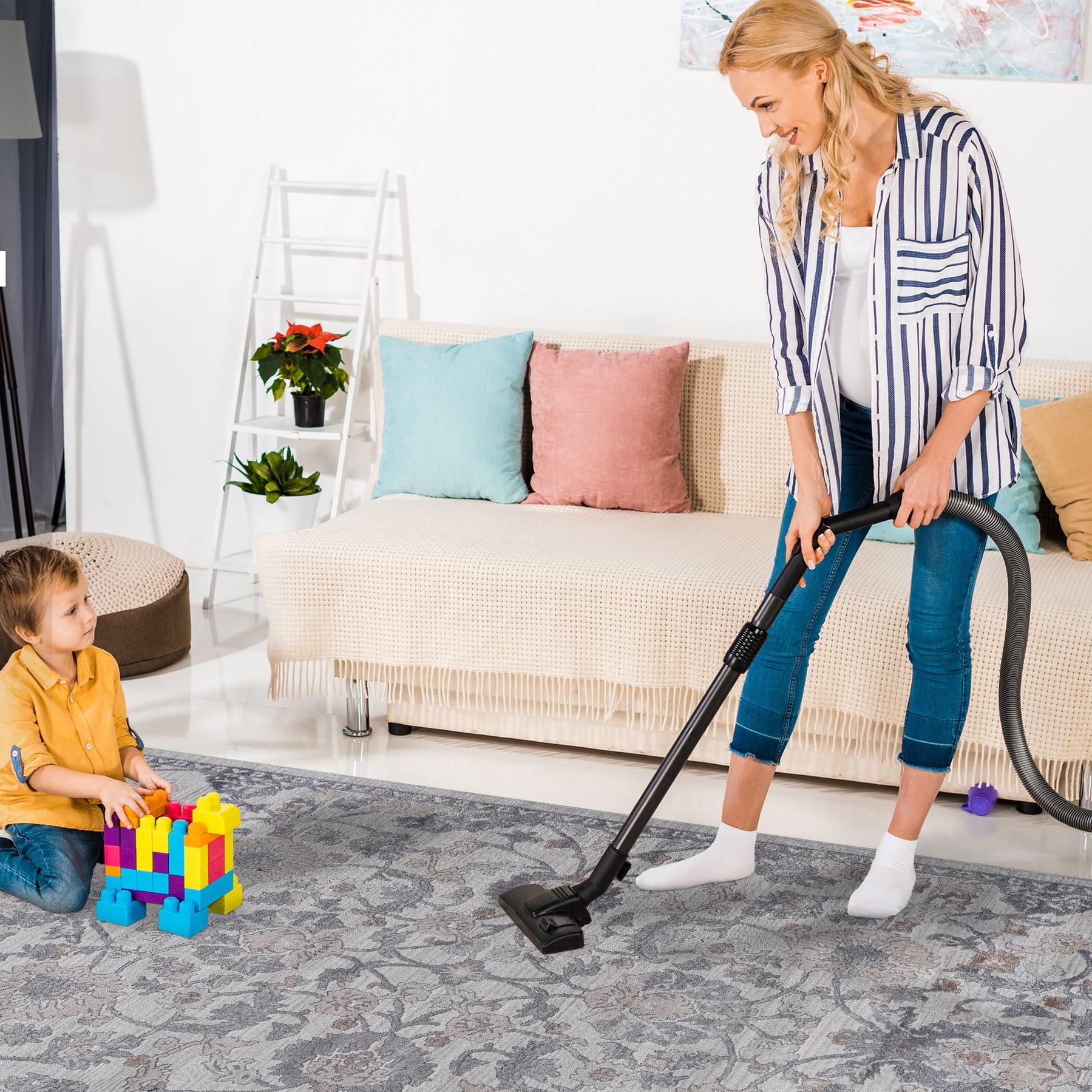 Naar 8x10 Stain-Resistant Area Rug with Cotton Backing, Medium Pile Height, Kid and Pet-Friendly Carpet, 120" L x 93" W x 0.35" H, Sand