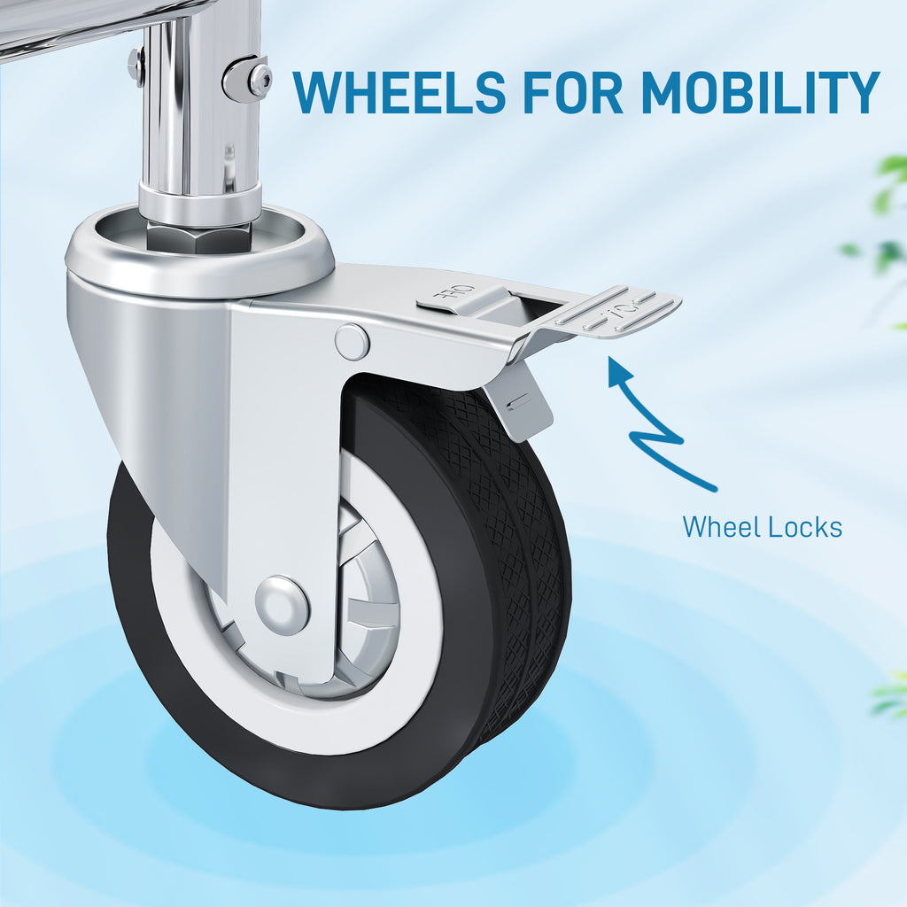 Rolling Shower Wheelchair for Seniors, Bedside Commode Chair with Locking Wheels, Seat, Backrest, Arms, Gray