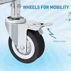 Rolling Shower Wheelchair for Seniors, Bedside Commode Chair with Locking Wheels, Seat, Backrest, Arms, Gray