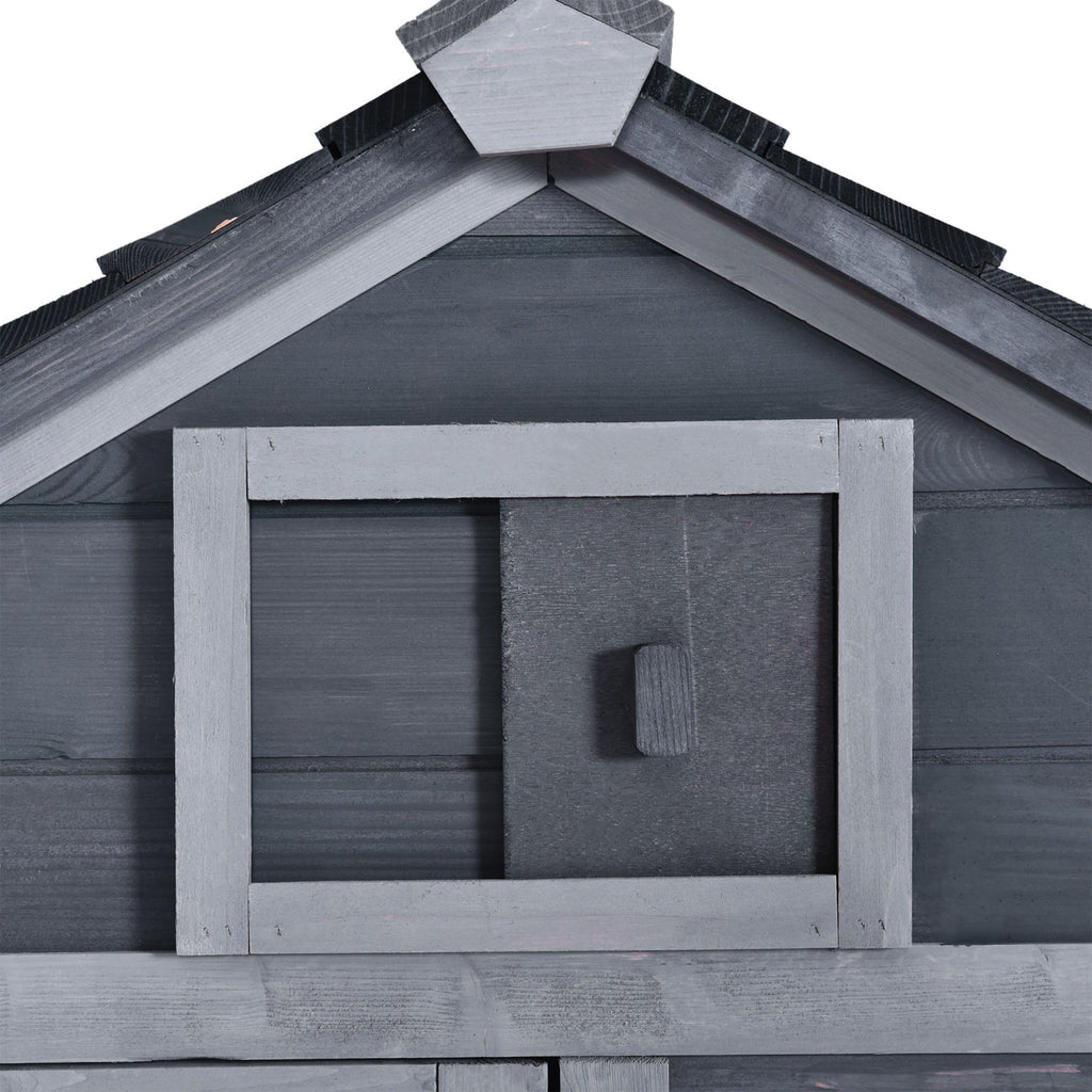 59" Small Wooden Chicken coop Hen House Poultry Cage for Outdoor Backyard with 2 Doors, Nesting Box and Removable Tray, Gray