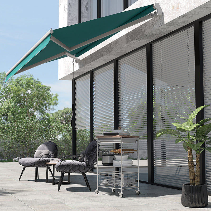 13' x 8' Manual Retractable Awning Sun Shade Shelter with UV Protection and Easy Crank for Patio Deck Yard, Green