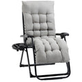 Padded Zero Gravity Chair, Folding Recliner Chair with Cup Holder Cushion, Gray
