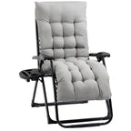 Padded Zero Gravity Chair, Folding Recliner Chair with Cup Holder Cushion, Gray
