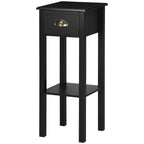 2-Tier Side Table with Drawer Shelf, End Table for Living Room Hallway, Black