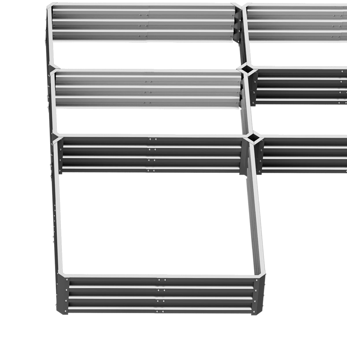 Steel Raised Garden Bed, Set of 5 Large Box Planters for Outdoor Plants Vegetables Flowers Herbs, 8x8x1ft, Gray