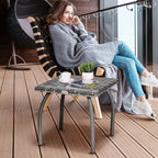 Outdoor PE Wicker Side Table, Small Square Rattan End Table, All-Weather Material Coffee Table for Garden, Balcony, Backyard, Grey
