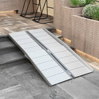 5' Foldable Handicap Ramp for Home, Steps, Doorways, Aluminum Portable Wheelchair Ramp, Textured Threshold Ramp, Silver