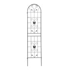 4 Pack Metal Garden Trellis with Butterfly Decoration and Powder Coated Iron, Extendable Design Rustproof Climbing Plant Support, Black