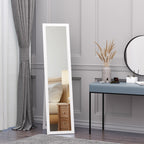Full Length Glass Mirror, Freestanding or Wall Mounted Dress Mirror for Bedroom, Living Room, Bathroom, White