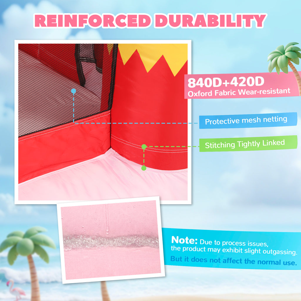 Inflatable Bounce House with Ball Pool, Basketball Hoop, Jumping Bouncy Castle with Blower for Indoor Outdoor, Pink