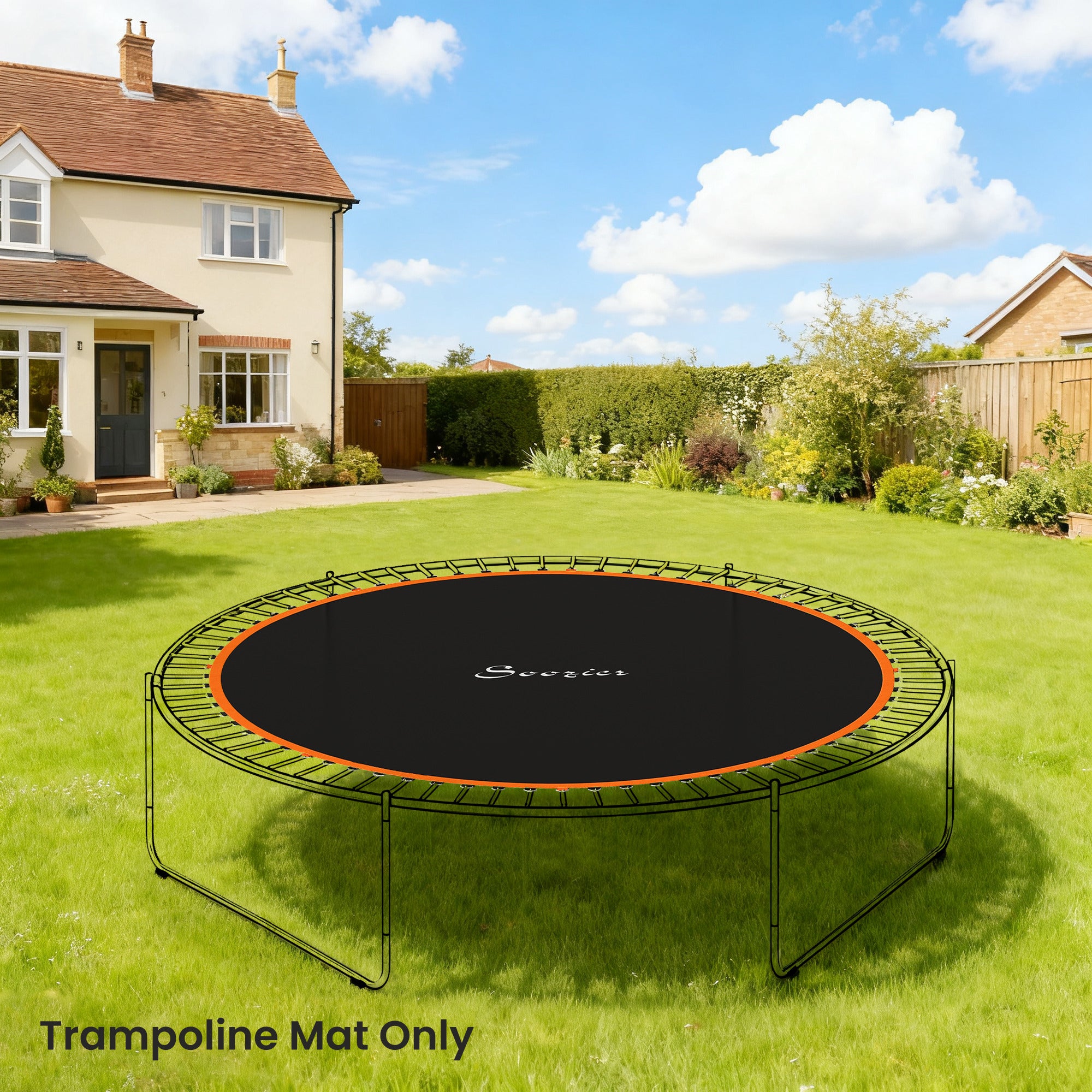 Trampoline Replacement Mat, Fits 12' Trampoline w/ 72 V-Hooks & 5.5" Springs (Spring & Frame not Included), Orange