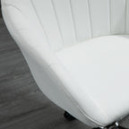 Mid Back Home Office Chair Computer Desk Chair with PU Leather, Adjustable Height, Swivel Wheels for Study, Bedroom, White