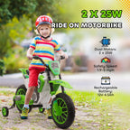 12V Kids Motorcycle w/ Treaded Tires, 5mph Top Speed Electric Bike for Kids, Ride On Motorcycle w/ Training Wheels, Battery Charger, Spring Suspension, Green