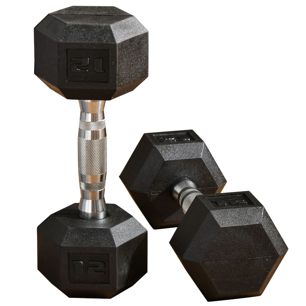 Hex Rubber Dumbbell Set for No Rolling