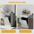 Kitchen Tilt Out Trash Bin Cabinet Free Standing Storage Cabinet with Drawer, Light Gray