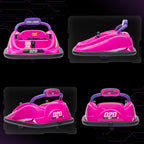 12V Kids Bumper Car Twins Motor with Parent Remote Control, Safety Belt, Lights, 360° Rotation, Pink