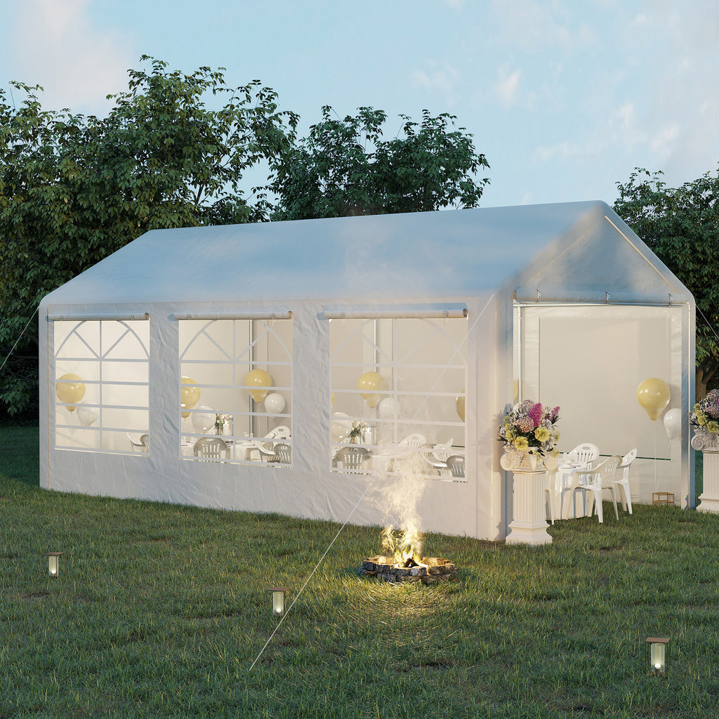 10' x 20' Heavy Duty Party Tent & Carport with Removable Sidewalls and Double Doors, Large Canopy Tent, Sun Shade Shelter, for Parties, Wedding, Outdoor Events, BBQ, White