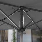 Garden Parasol, Double-Sided Sun Umbrella with LED Solar Lights, Patio Parasol for Outdoor, Gray