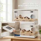 Hamster Cage, Stackable Gebril Cage with Front Door, Ventilated Small Animal Habitat for Dwarf Hamsters, Gerbils, Mice