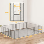 Dog Playpen for Indoor Outdoor, 24 Panels 44.5" H Puppy Playpen with Lockable Door, DIY Shape Pet Exercise Fence, Black