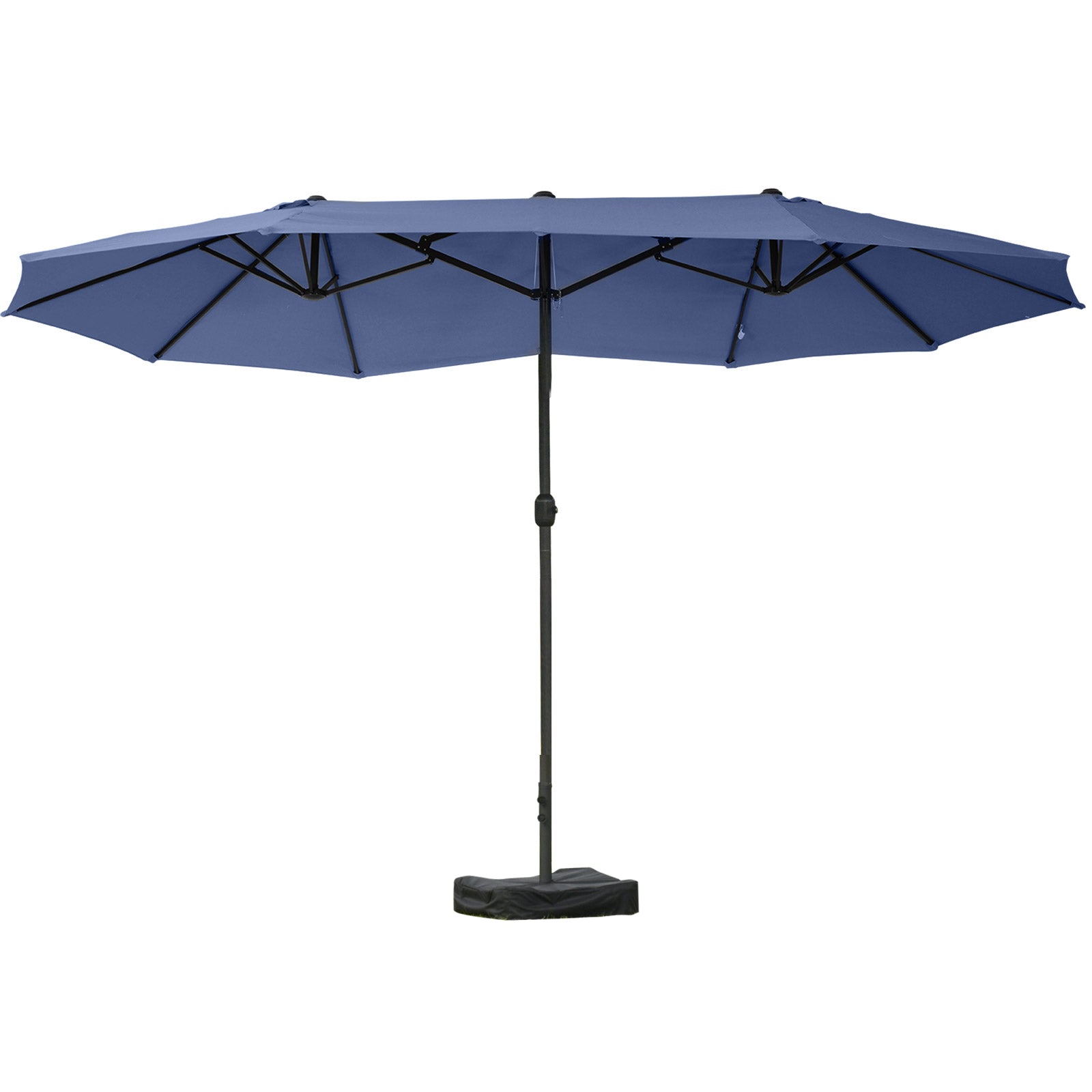 Double-Sided Patio Umbrella, Rust-Resistant Steel, Poolside Shade, Dark Blue