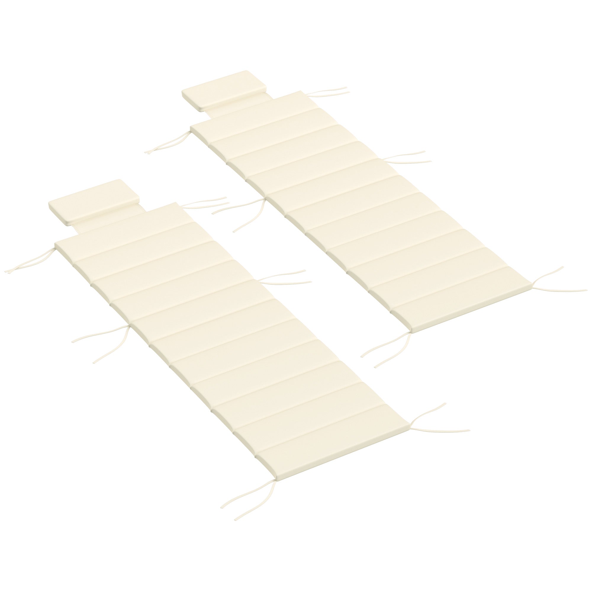 Foldable Chaise Lounge Cushion Set of 2, Outdoor Lounge Chair Cushion Set, UPF50+ 230gsm Olefin, 80" x 26" Cream White
