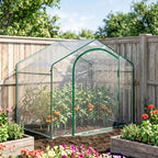 6' x 3' x 5' Portable Walk-in Greenhouse, Plastic Cover, Steel Frame Garden Hot House, Zipper Door, Top Vent for Flowers, Vegetables, Saplings, Tropical Plants, Clear