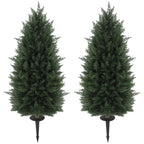 43.3 Inch Set of 2 Artificial Cypress Topiary Tree, Indoor Outdoor UV Resistant Faux Plants with Ground Stake for Garden