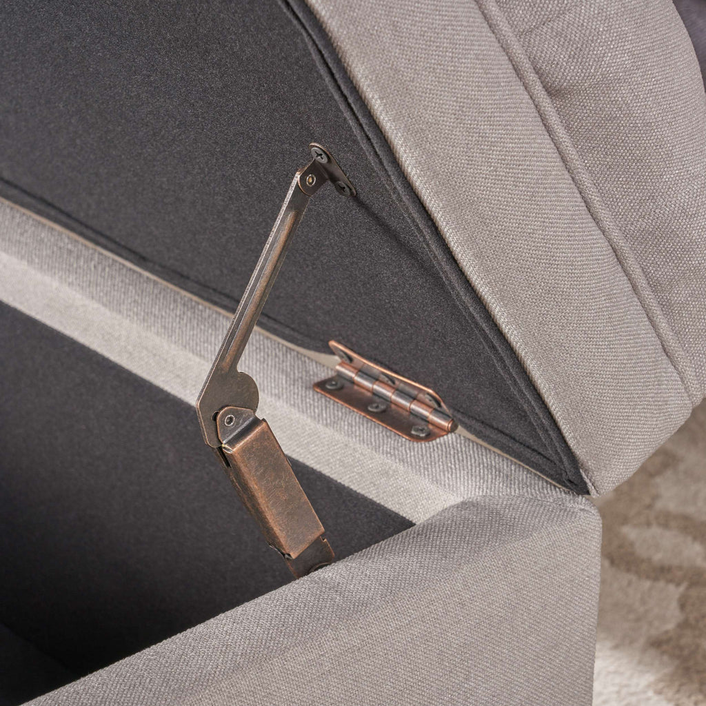 Storage Ottoman with Birch Legs, Hand-Tufted Fabric, 50" L x 20.5" W x 18.25" H, Spot Clean, Light Gray