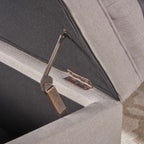 Storage Ottoman with Birch Legs, Hand-Tufted Fabric, 50" L x 20.5" W x 18.25" H, Spot Clean, Light Gray