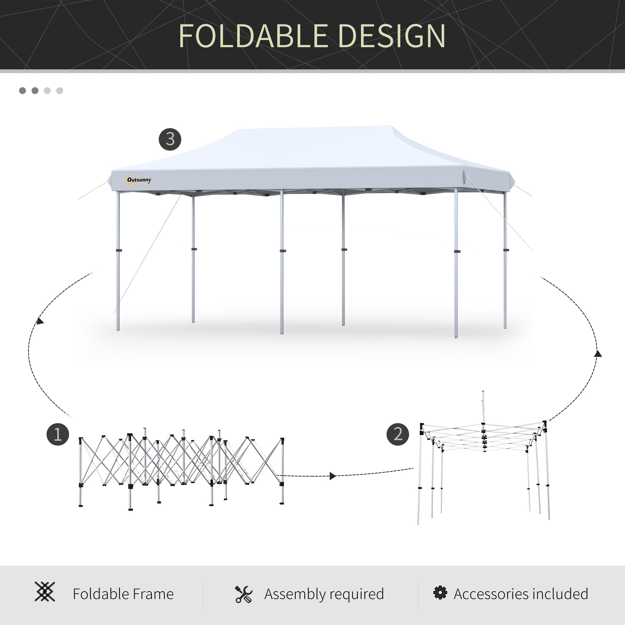 10'x20' Aluminum Pop Up Canopy Tent, Upgraded Thicker Tube Instant Party Tent with Wheeled Bag, 2-Level Adjustable, XL Large Ground Stakes for Events Patio Backyard