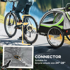 2-in-1 Walk/Ride Child Baby Bike Trailer for Kids 2 Seater, High-Visibility Bike Stroller for Toddler Wagon, Weather-Strong Double Bicycle Trailer Accessory, Green