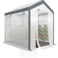 Outdoor Walk-In Tunnel Greenhouse with Roll-up Windows, Zippered Mesh Door, & Weather Cover, 8' x 6' x 7.4'