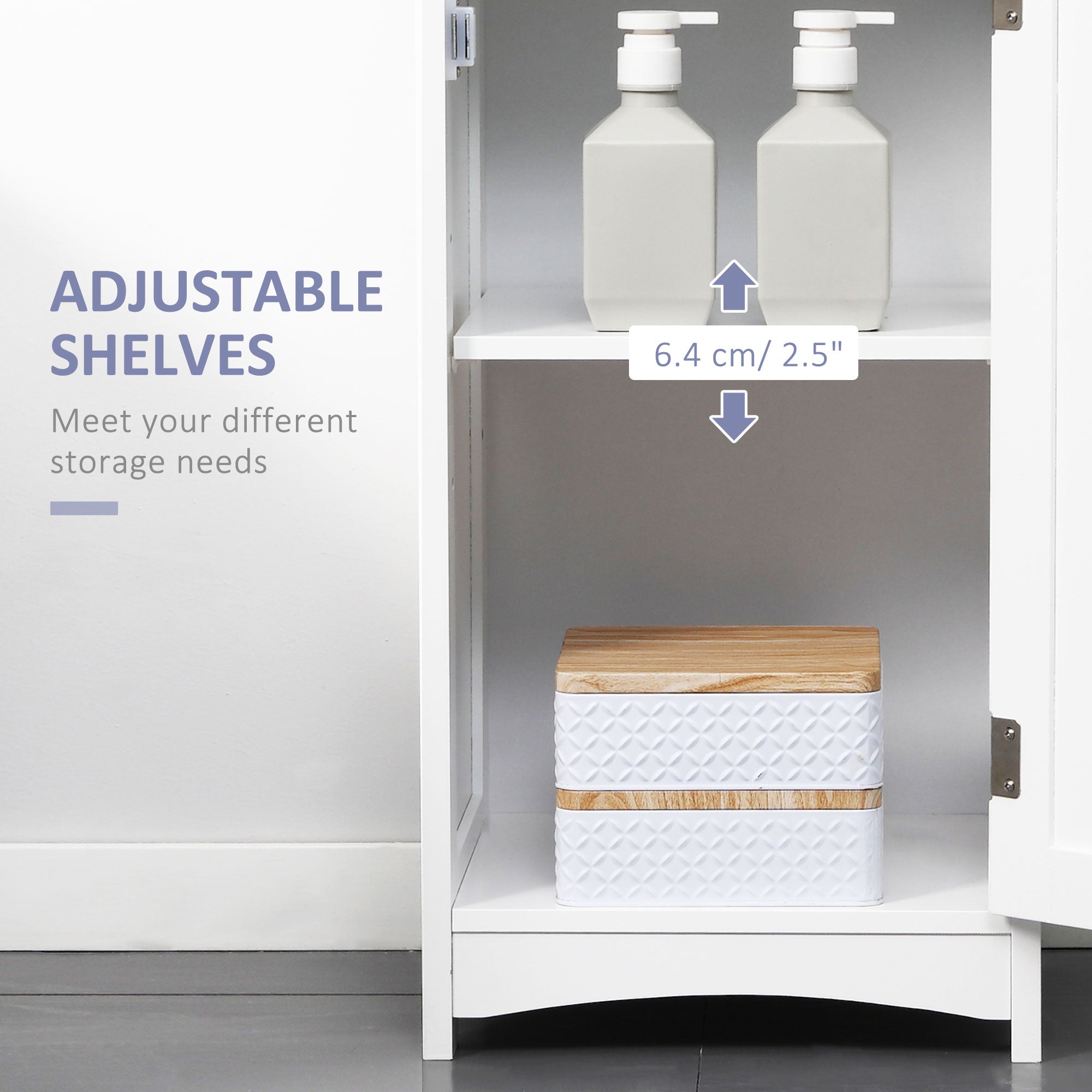 Tall Bathroom Storage Cabinet, Narrow Bathroom Cabinet with 3 Tier Shelving, Drawer and Adjustable Shelves, Slim Freestanding Linen Tower, White