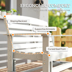 Patio Glider Bench w/ HDPE Slatted Double Rocking Chair, Distressed White
