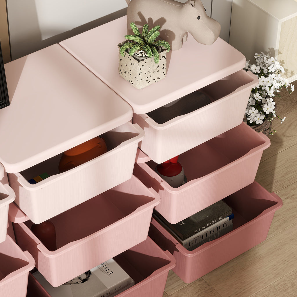 29.5" 3 Tier Kids Storage Unit Dresser Tower w/ 9 Drawers, Pink