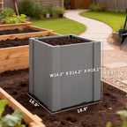 Raised Garden Bed Galvanized Planter Box Outdoor with Gloves for Gardening Vegetables, Flower, Herb, 1.4 x 1.4 x 1.5 ft, Gray