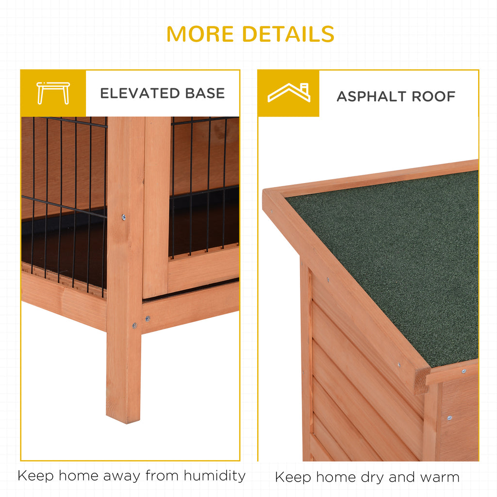 54" 2-Story Large Rabbit Hutch Bunny Cage Wooden Pet House Small Animal Habitat Lockable Doors, Tray, Roof, Orange