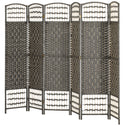 6 Panel Folding Room Divider Portable Privacy Screen Wave Fiber Room Partition for Home Office Dark Gray