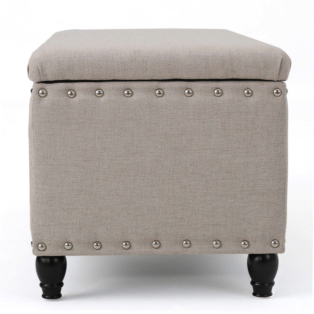 Fabric Storage Ottoman Bench with Solid Wood Construction, Versatile Seating and Storage, 42" L x 18.25" W x 18.25" H, Wheat