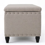 Fabric Storage Ottoman Bench with Solid Wood Construction, Versatile Seating and Storage, 42" L x 18.25" W x 18.25" H, Wheat