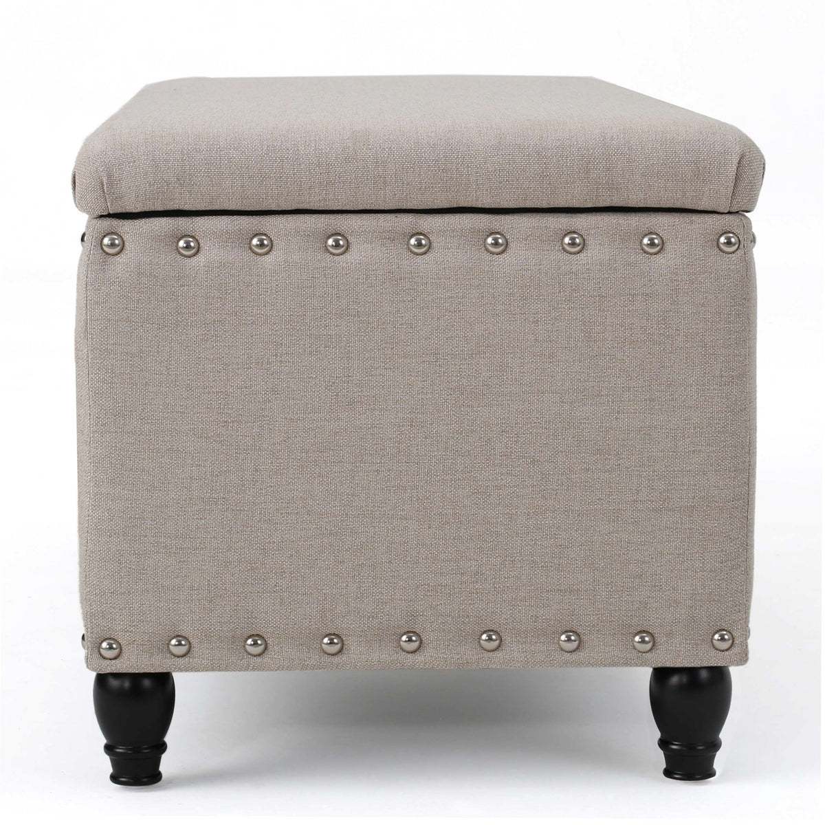 Fabric Storage Ottoman Bench with Solid Wood Construction, Versatile Seating and Storage, 42" L x 18.25" W x 18.25" H, Wheat