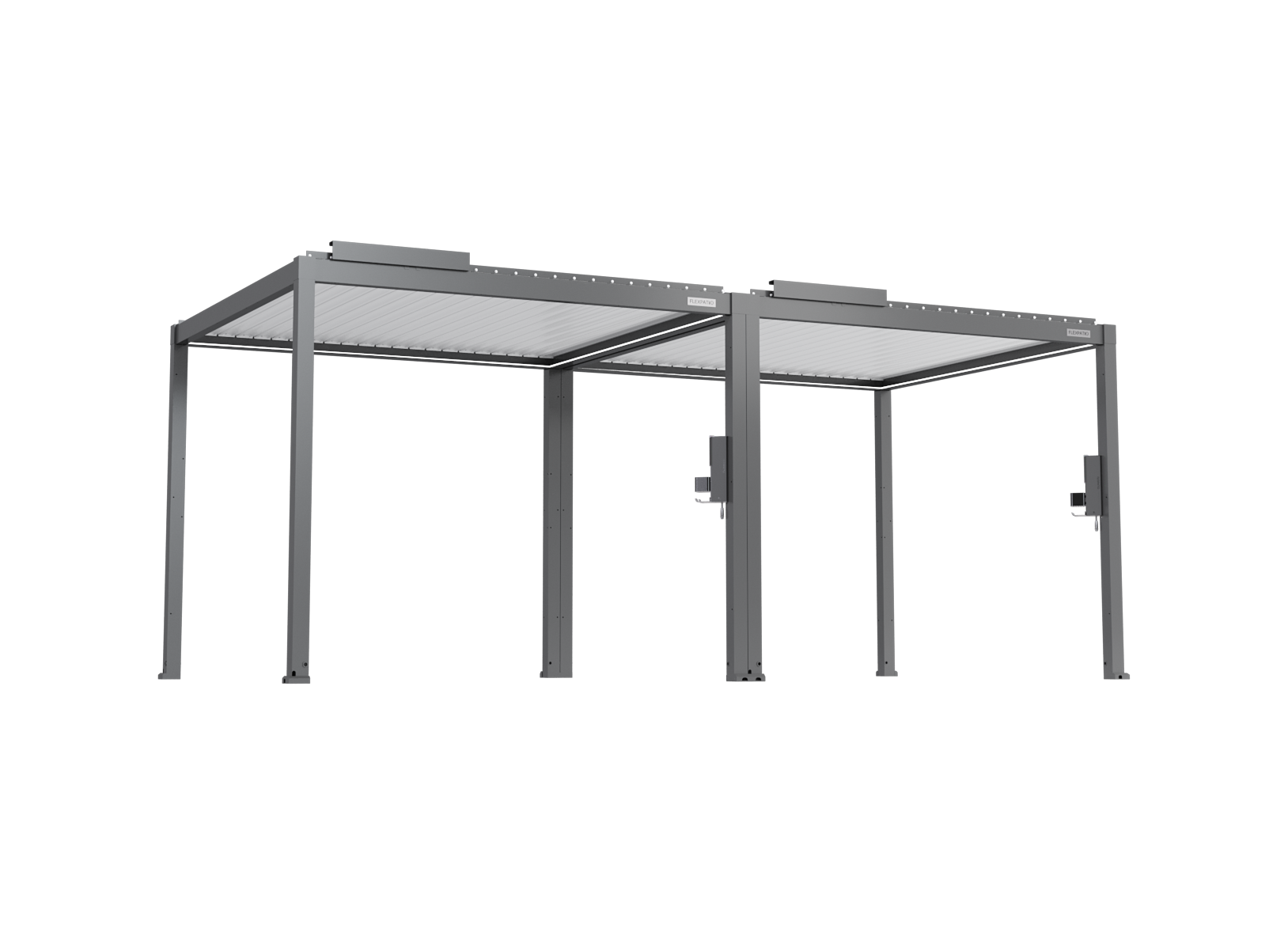 POWER+ Gen 2 Motorized Pergola, Motorized Louvered Aluminum Patio Cover - 10'L x 20'W, Gray with White Louvers