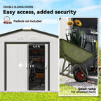 Garden Metal Shed, Storage Shed Utility Storage with Double Locking Doors for Bike, Yard Tools, White