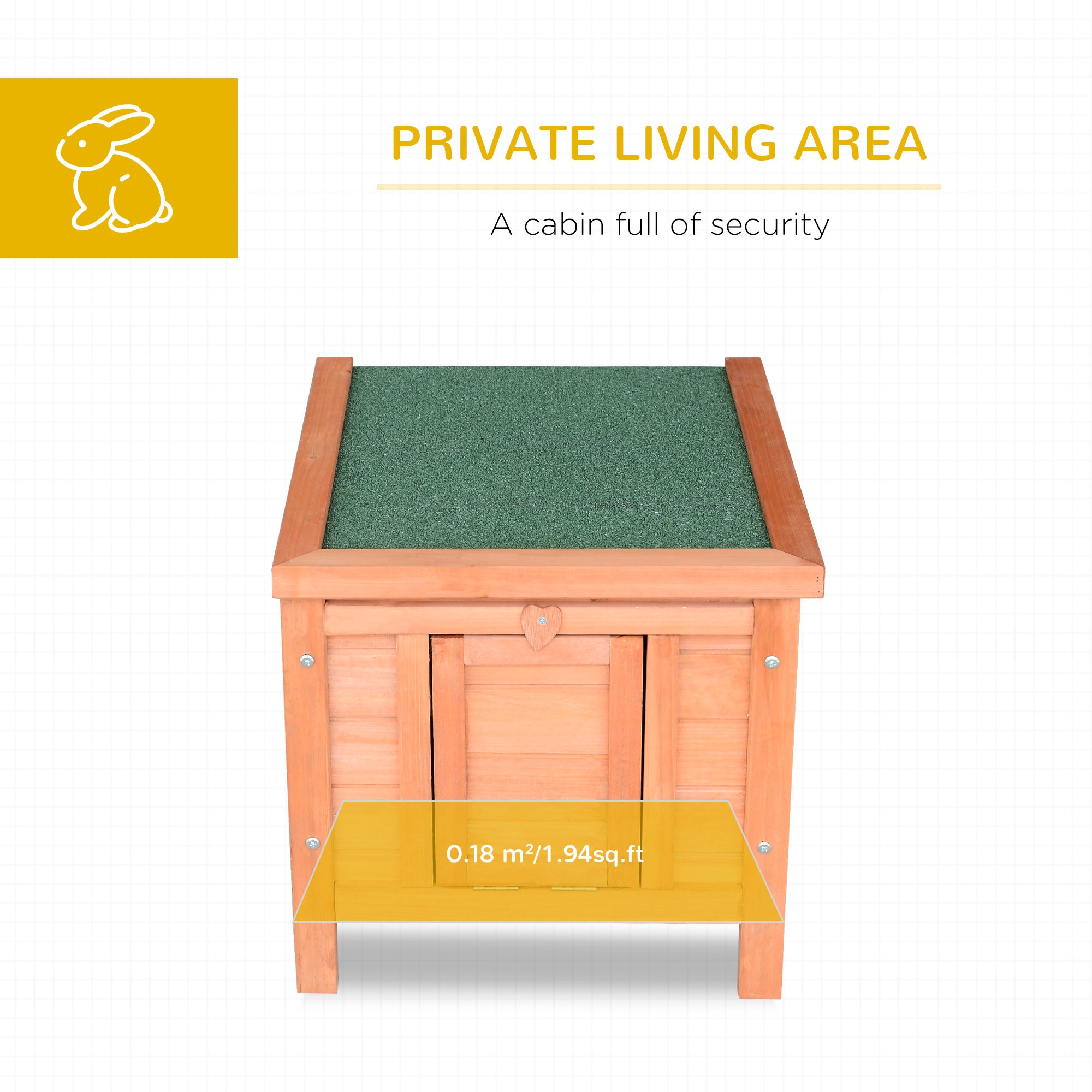 Small Wooden Rabbit Hutch Bunny Cage Guinea Pig Cage Duck House Dog House with Openable & Waterproof Roof, for Rabbits, Chickens, Ducks, Natural
