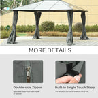 9.84' x 11.8' Gazebo Sidewall Set with Hooks/C-Rings, Gray
