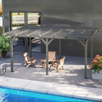 12' x 16' Outdoor Pergola, Wood Gazebo Grape Trellis with Stable Structure for Climbing Plant Support, Gray