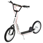 Youth Scooter Kick Scooter for Kids 5+ with Adjustable Handlebar Front and Rear Dual Brakes Inflatable Wheels, White